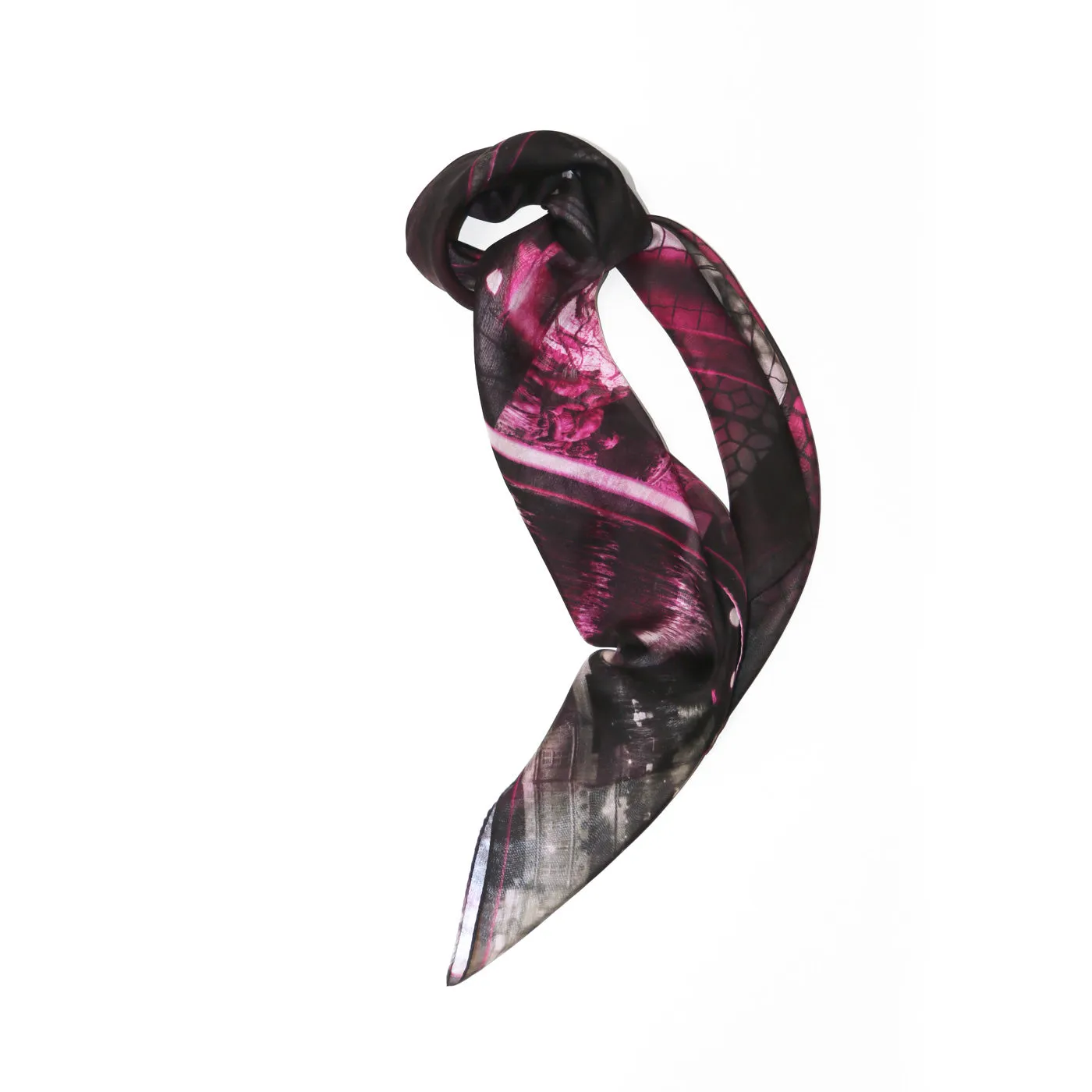 [ LIMITED EDITION ] Silk Chiffon Scarf "Paris' Impression 02" 90x90cm