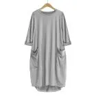 2018 hot sale Women Casual Dress Pocket Loose Long Sleeve Irregular Dress Ladies Crew Neck Casual Long Tops Dress Plus Size