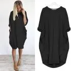 2018 hot sale Women Casual Dress Pocket Loose Long Sleeve Irregular Dress Ladies Crew Neck Casual Long Tops Dress Plus Size