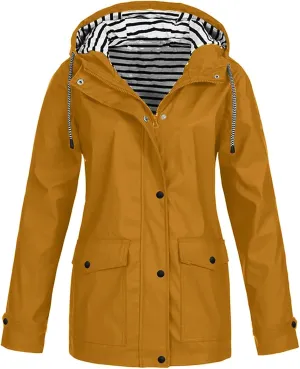 2025 Womens Raincoat Fall Fashion Fit Waterproof Rain Jacket Winter Zip up Windbreaker with Hood