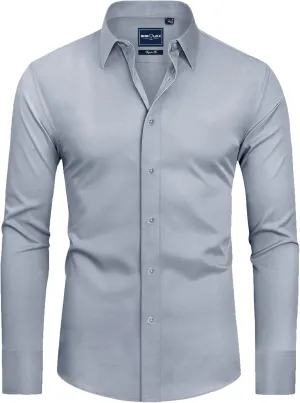 Alimens & Gentle Slim Fit Mens Dress Shirts for Men Button Down Long Sleeve Dress Shirts Wrinkle Free Formal Stain Proof