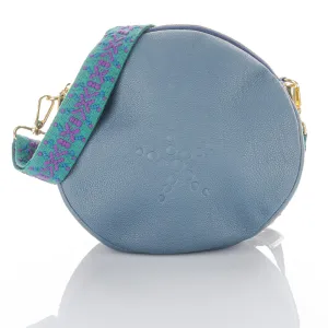 Alondra - Full Grain Leather Round Crossbody Bag - Royal Blue