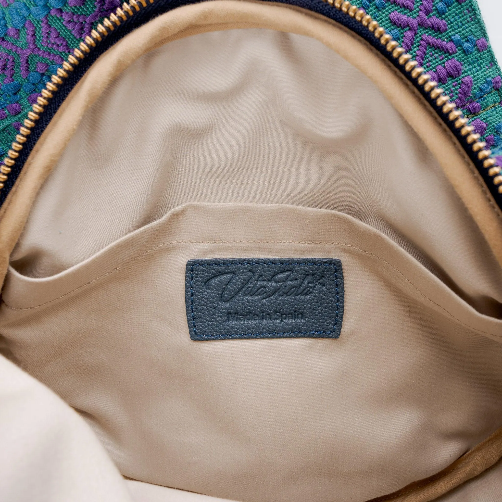 Alondra - Full Grain Leather Round Crossbody Bag - Royal Blue