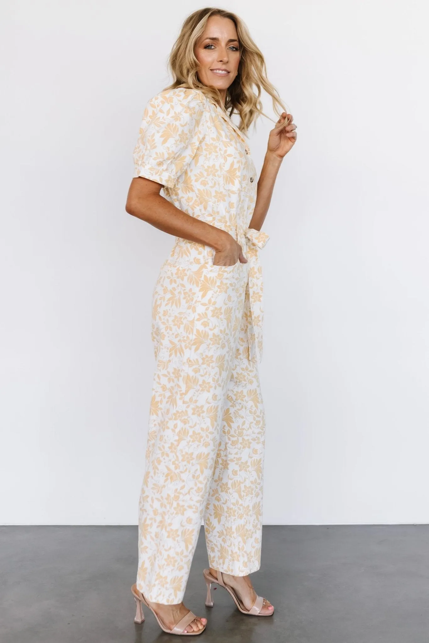 Annalise Jumpsuit | White   Yellow