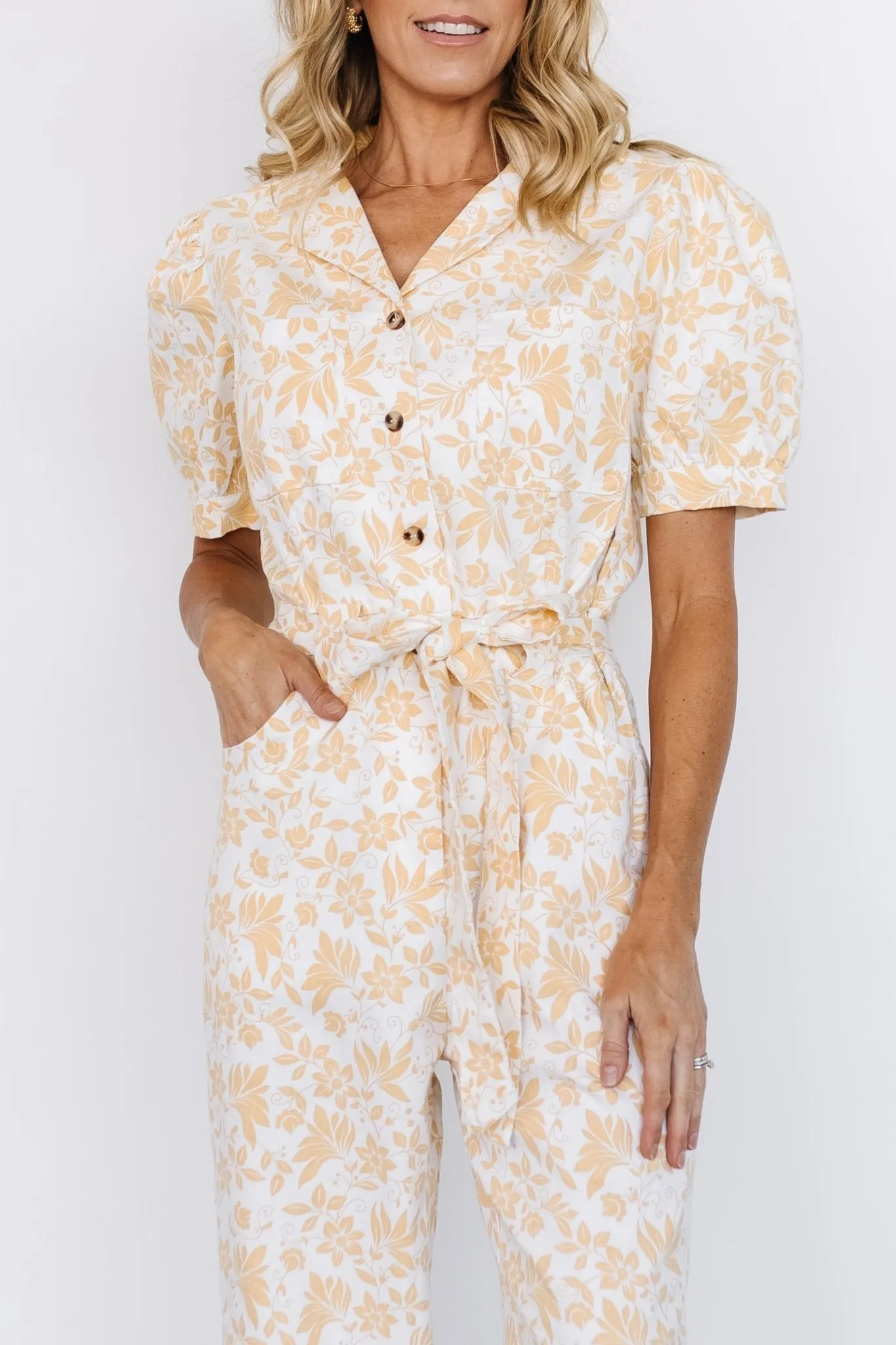 Annalise Jumpsuit | White   Yellow
