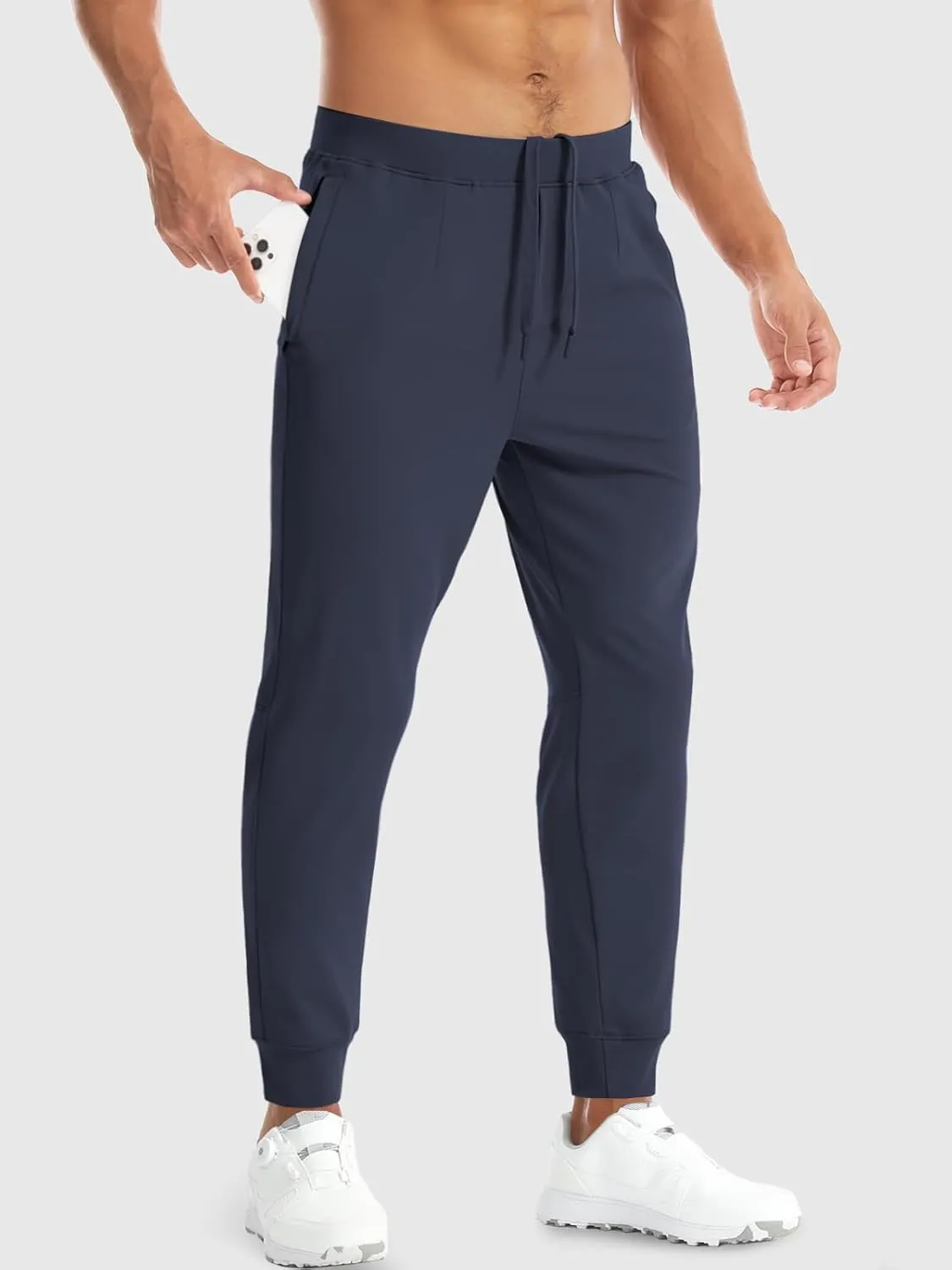 Aolesy Men's Joggers Sweatpants with Zipper Pockets Lightweight Stretch Athletic Gym Pants for Workout, Running, Golf