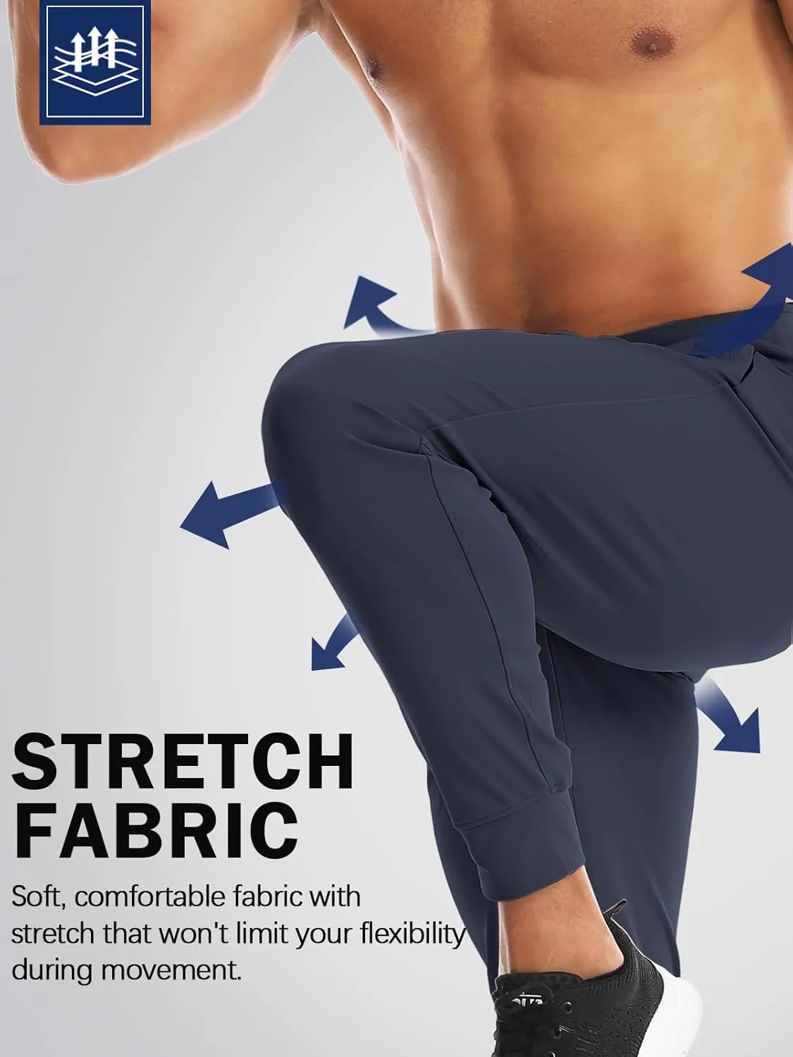Aolesy Men's Joggers Sweatpants with Zipper Pockets Lightweight Stretch Athletic Gym Pants for Workout, Running, Golf