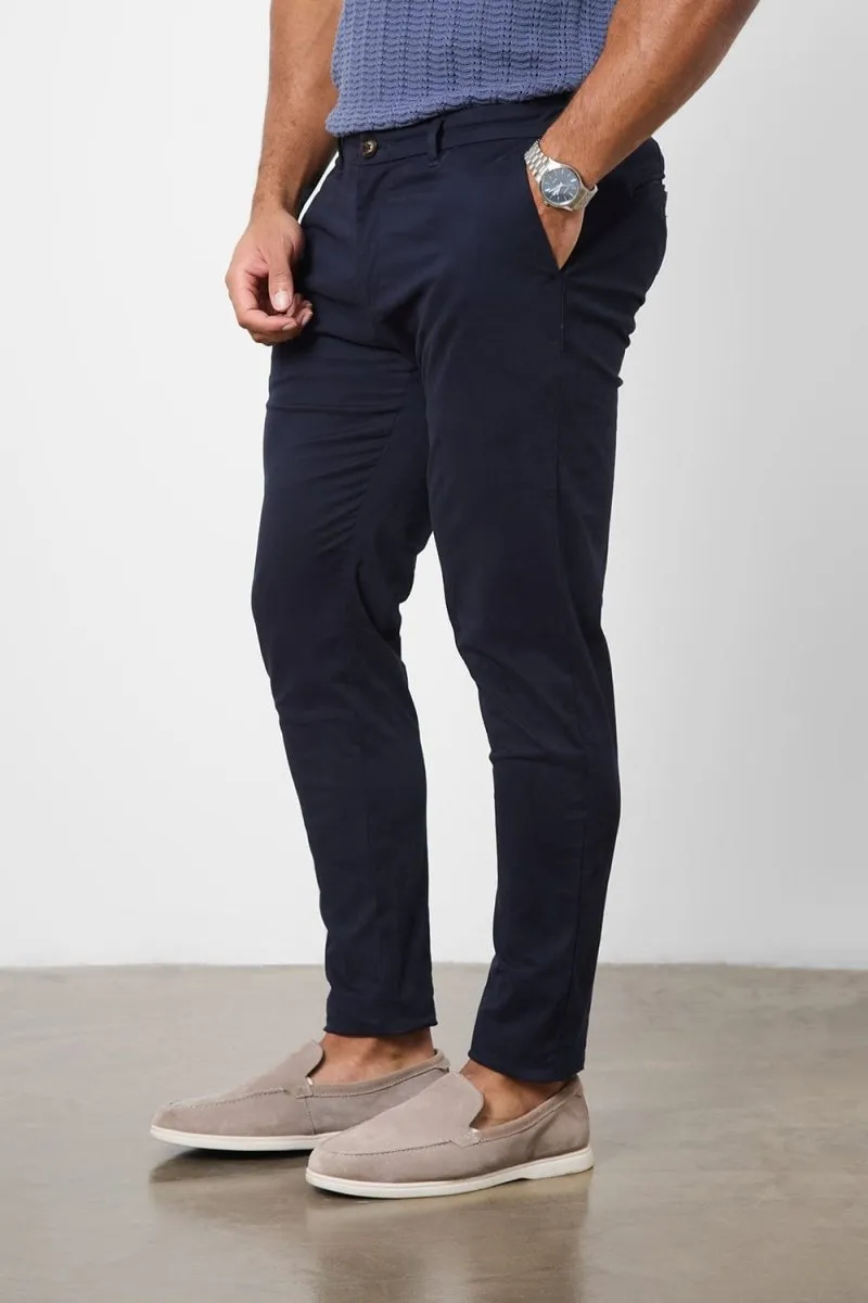 Athletic Fit Cotton Stretch Chino Pants in Navy