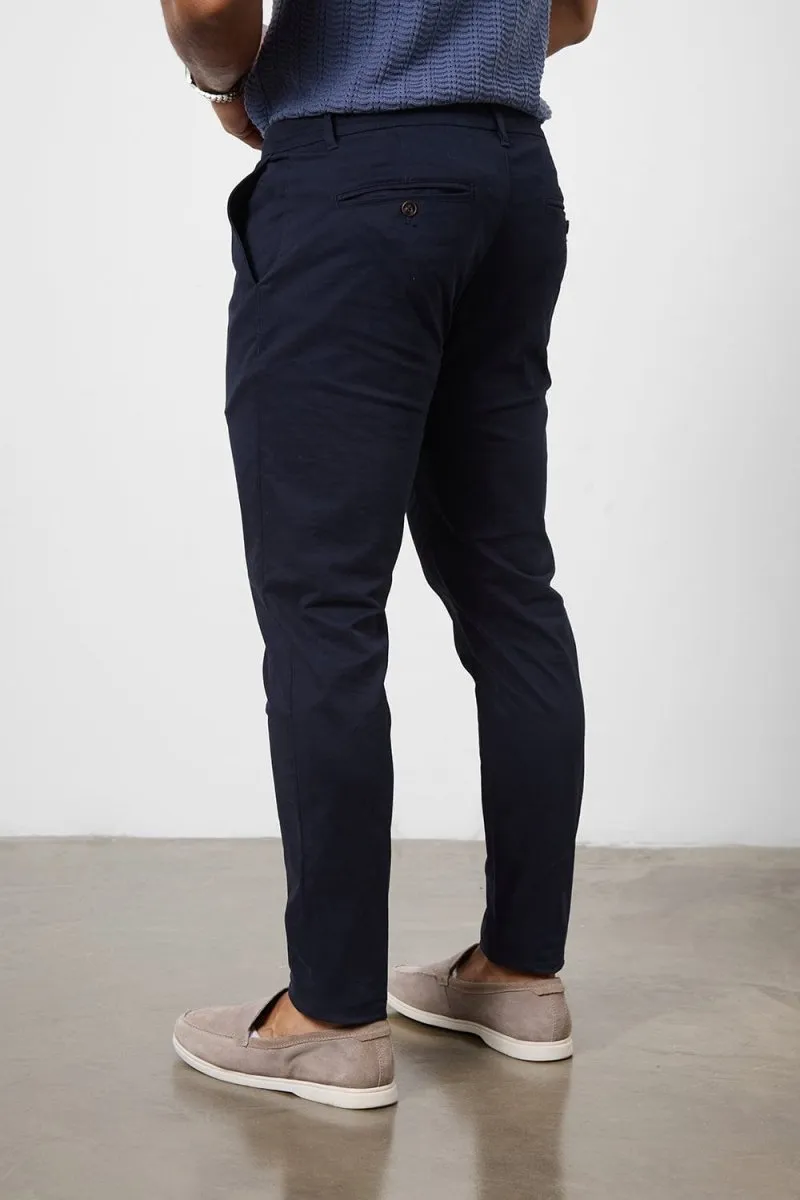 Athletic Fit Cotton Stretch Chino Pants in Navy