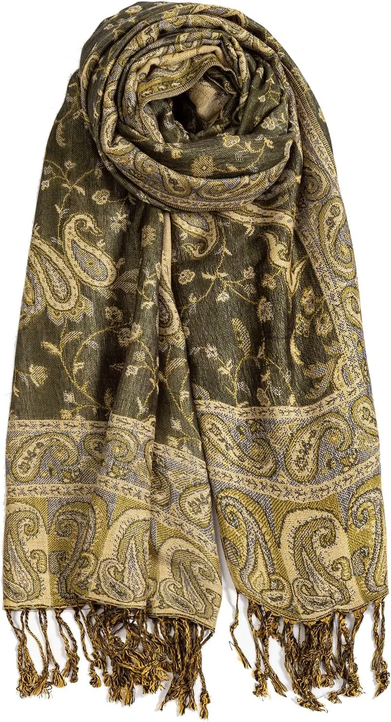 AUSEKALY Pashmina Feel Shawls Wraps for Women Rave Scarf Soft Silky Reversible Men Scarves
