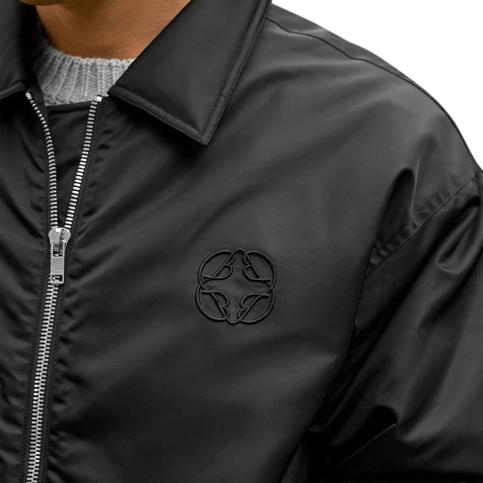 Belier Black Oversized Nylon Coach Jacket