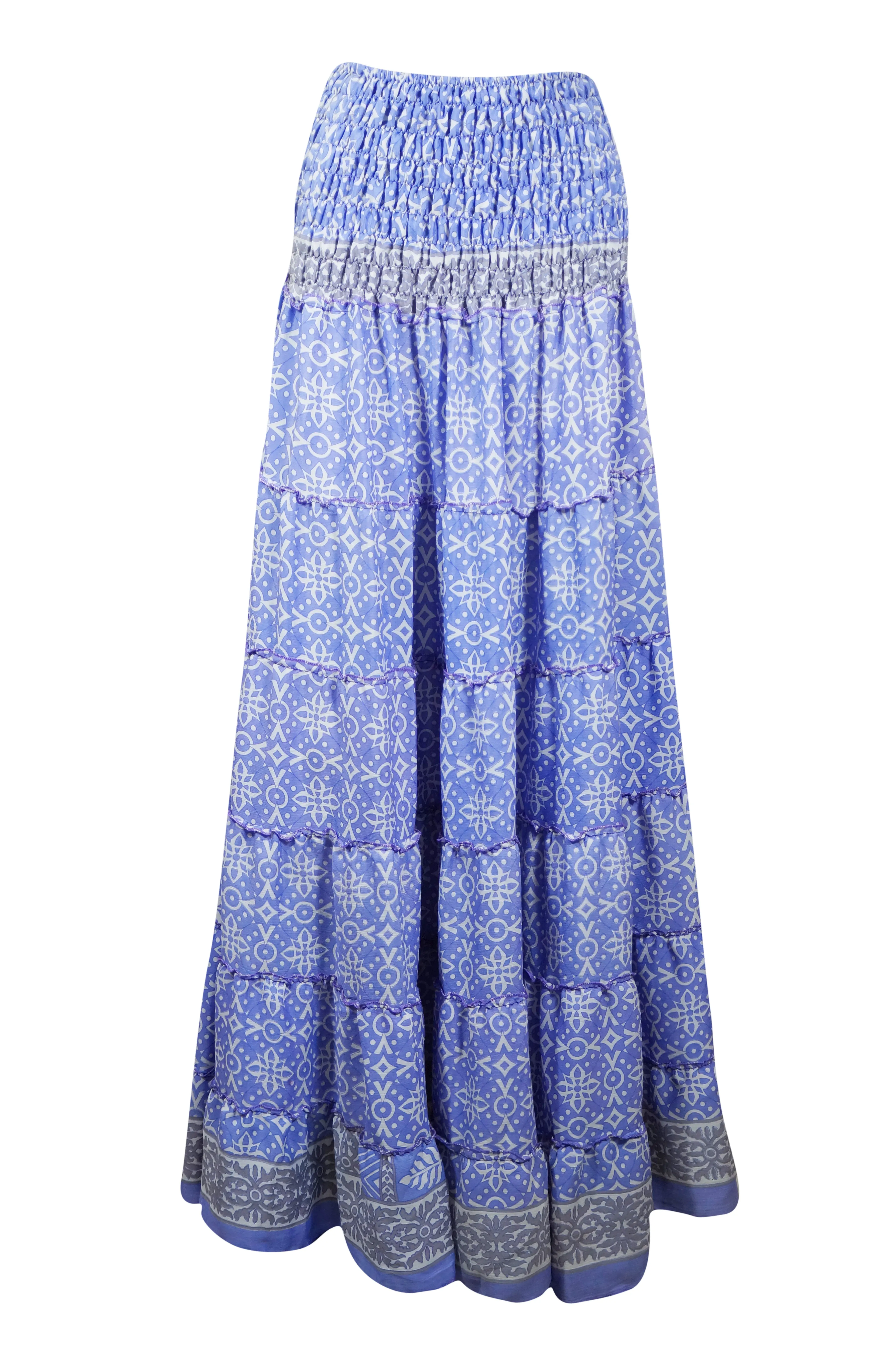 Bohemian Neon Blue Floral Beach Maxi Skirt Stylish Boho Skirt Dress S/M