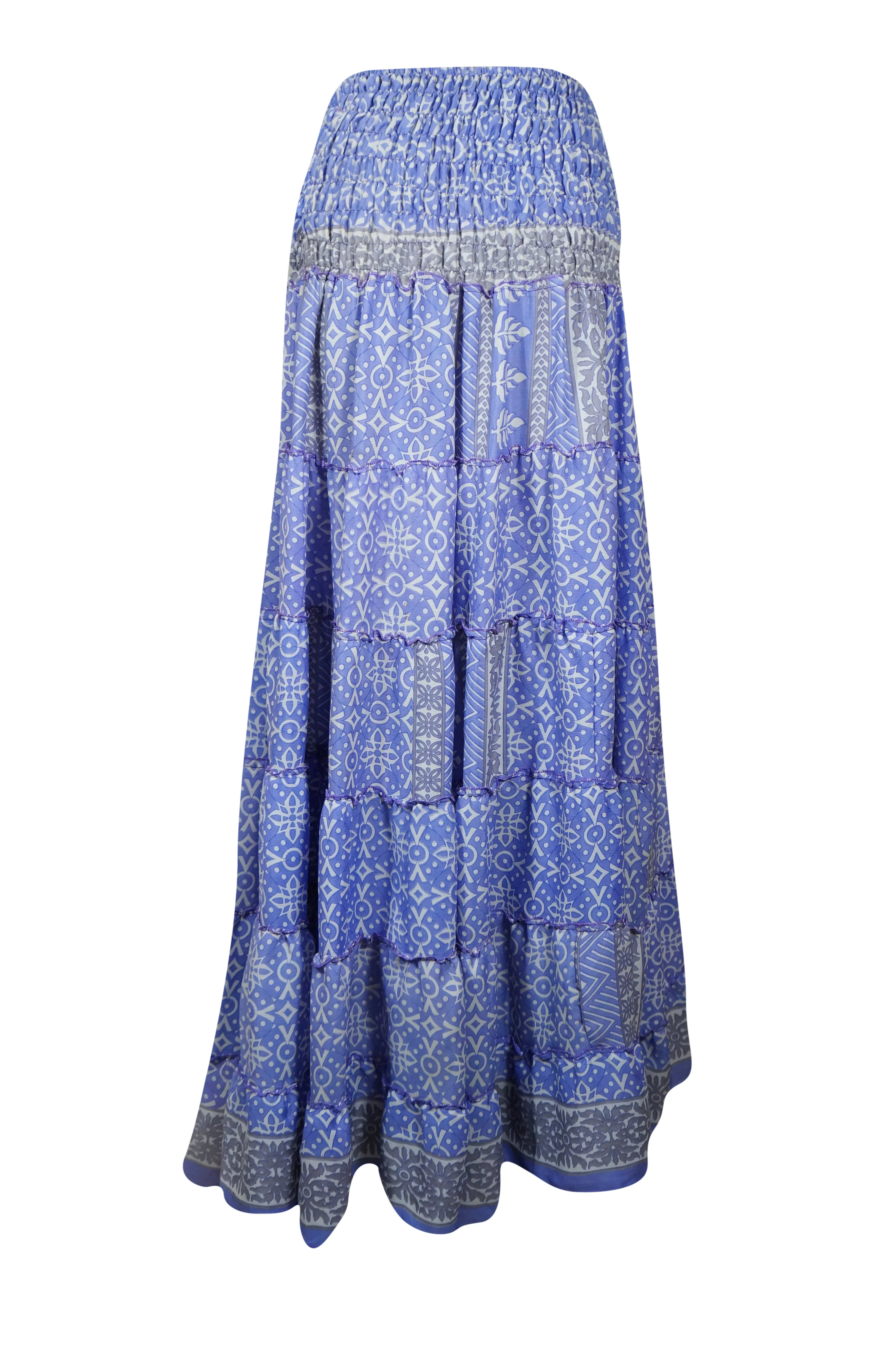 Bohemian Neon Blue Floral Beach Maxi Skirt Stylish Boho Skirt Dress S/M
