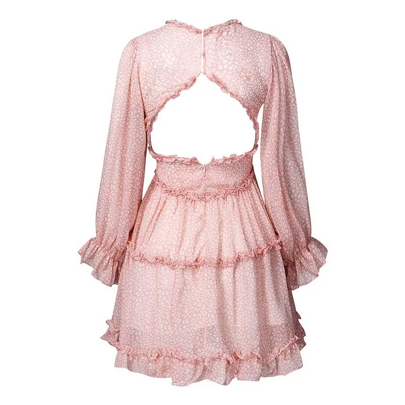 Boho Floral Ruffle Backless Dress