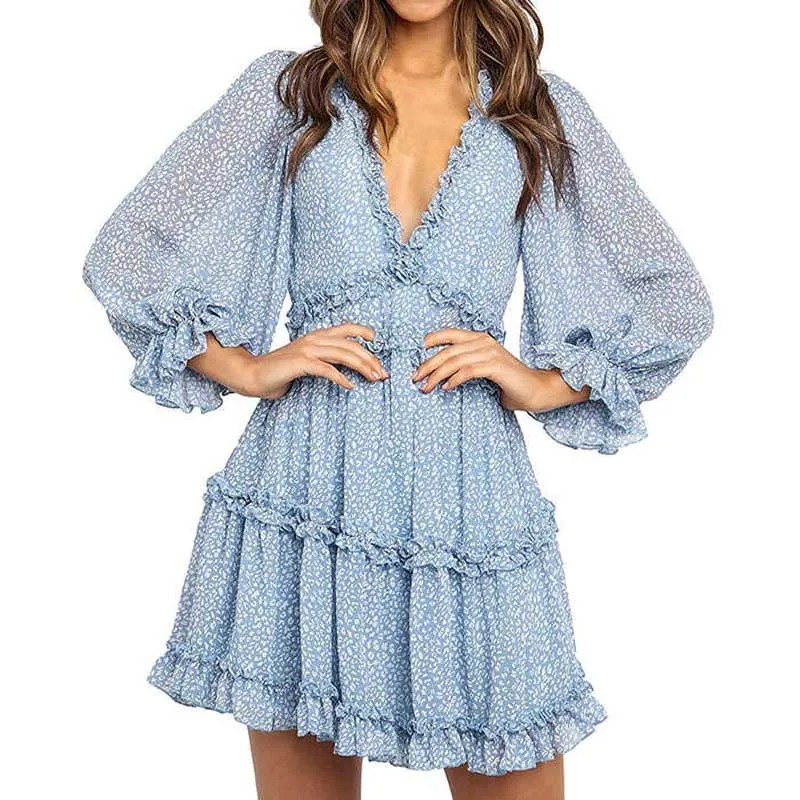 Boho Floral Ruffle Backless Dress