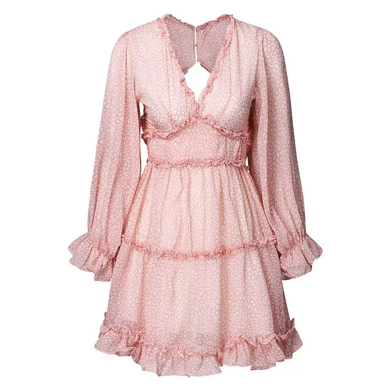 Boho Floral Ruffle Backless Dress