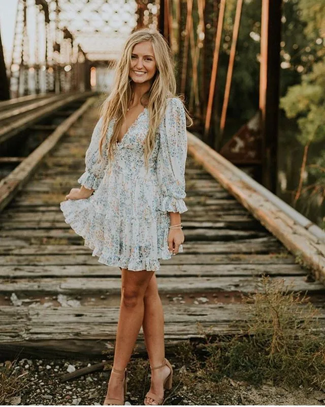 Boho Floral Ruffle Backless Dress