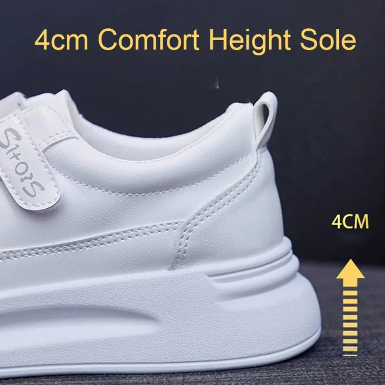 Breathable White Spring Running Sneakers with Sticky Elastic Design