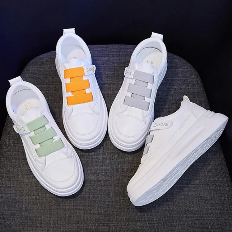 Breathable White Spring Running Sneakers with Sticky Elastic Design