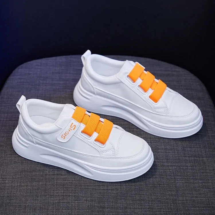 Breathable White Spring Running Sneakers with Sticky Elastic Design