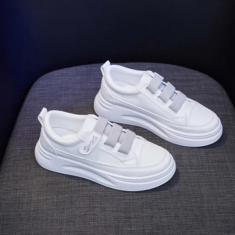 Breathable White Spring Running Sneakers with Sticky Elastic Design