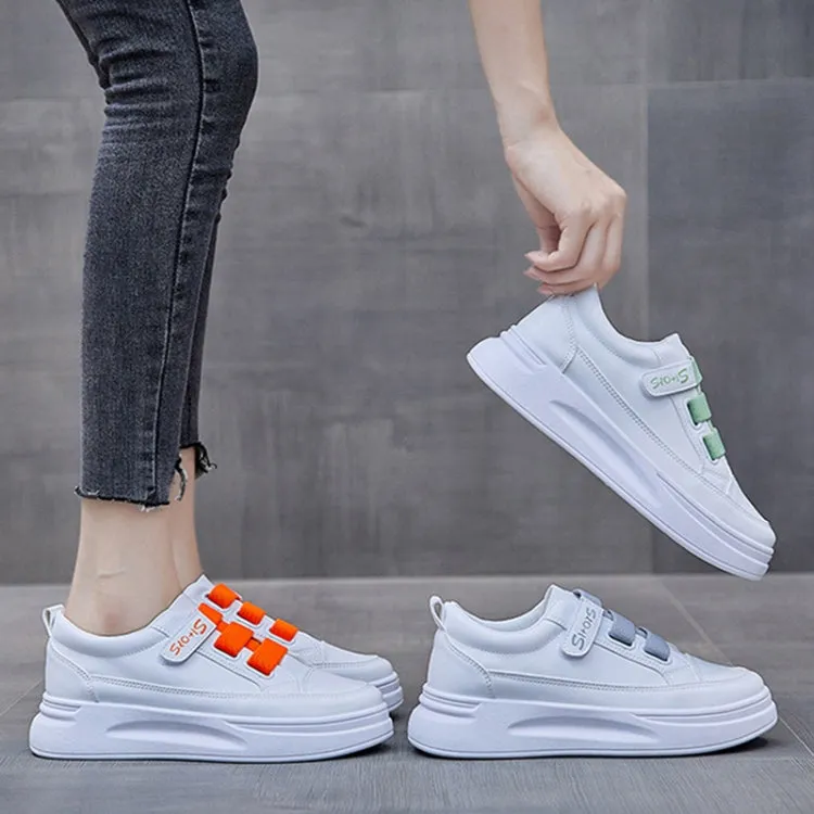 Breathable White Spring Running Sneakers with Sticky Elastic Design