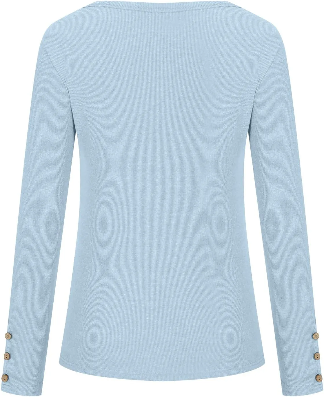 Ceboyel Long Sleeve Shirts for Women Trendy Ribbed Knit Blouses Button Down Henley Tops Fitted Cute Laides Fall Outfits 2023
