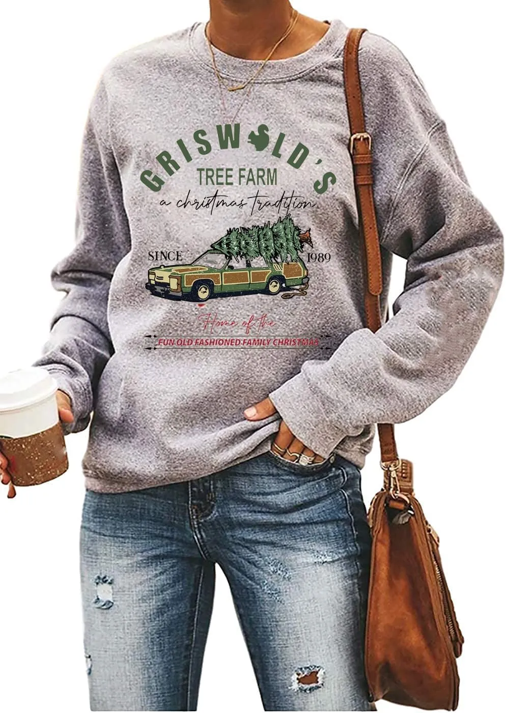 Christmas Sweatshirts For women Funny Christmas Sweater Cozy Holiday Graphic Tops
