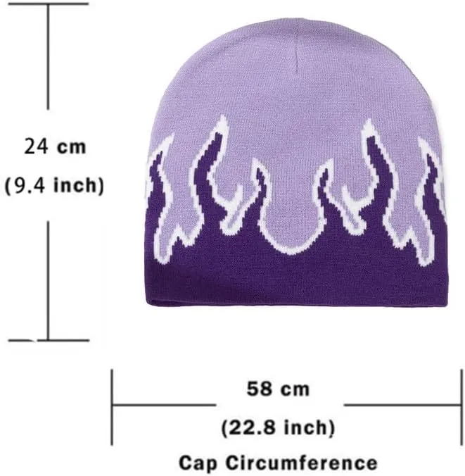 CORIRESHA Women Y2K Flame Beanie Knitted Hats Winter Fall Men Warm Skull Caps
