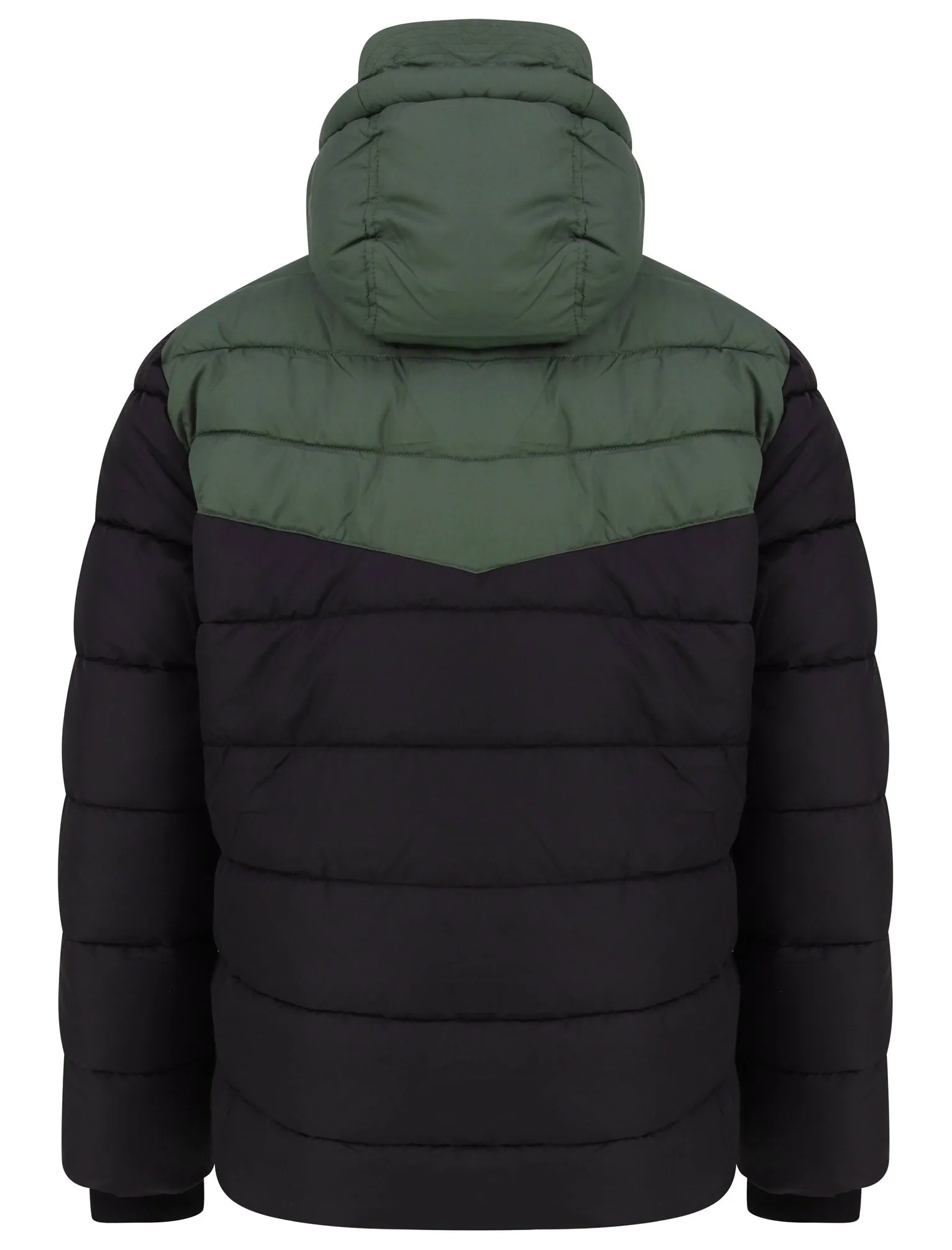 Delmon Hooded Puffer Jacket with Racer Stripe Sleeves In Thyme - Dissident