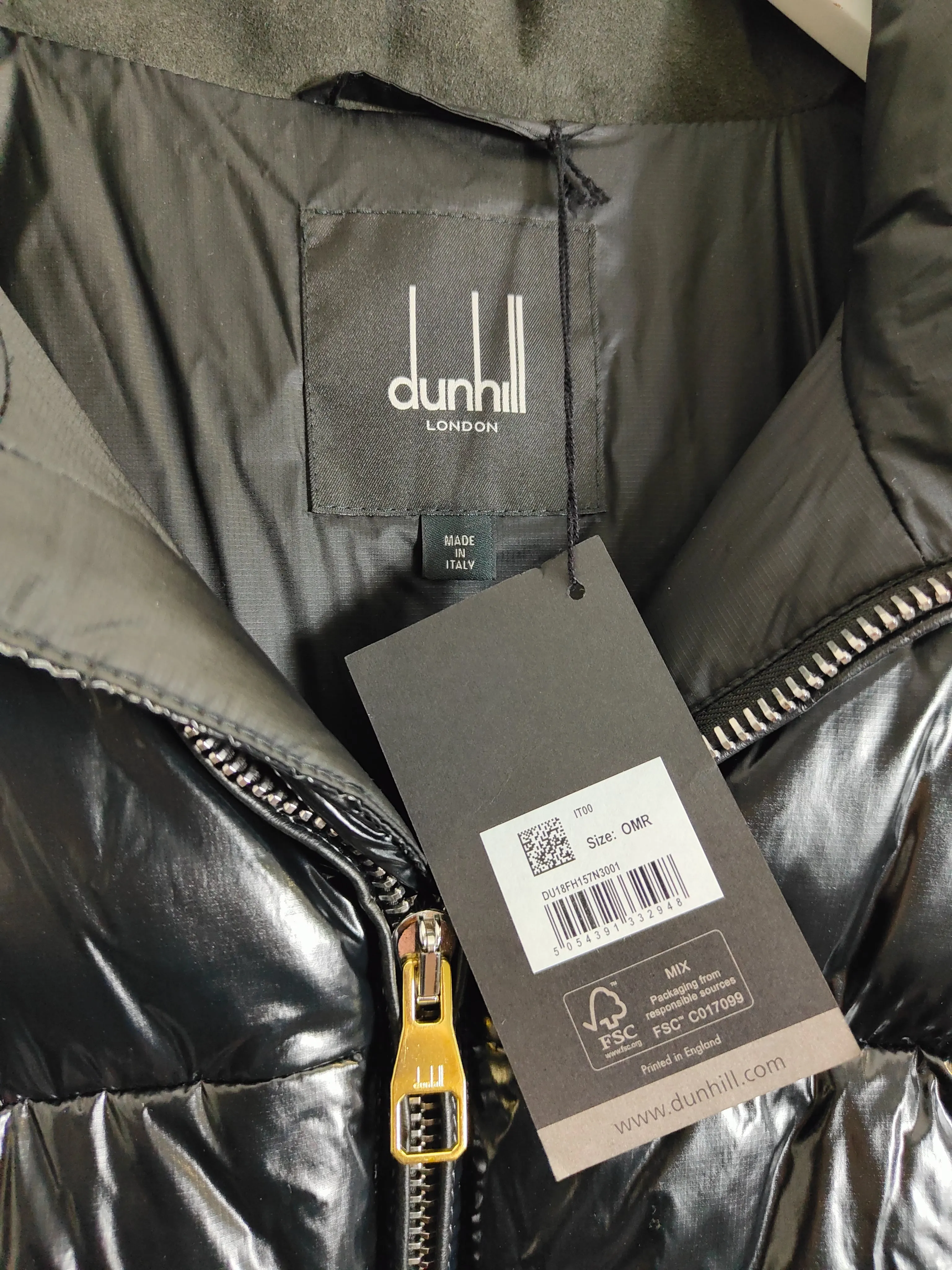 DUNHILL Down Puffer Jacket in Black M