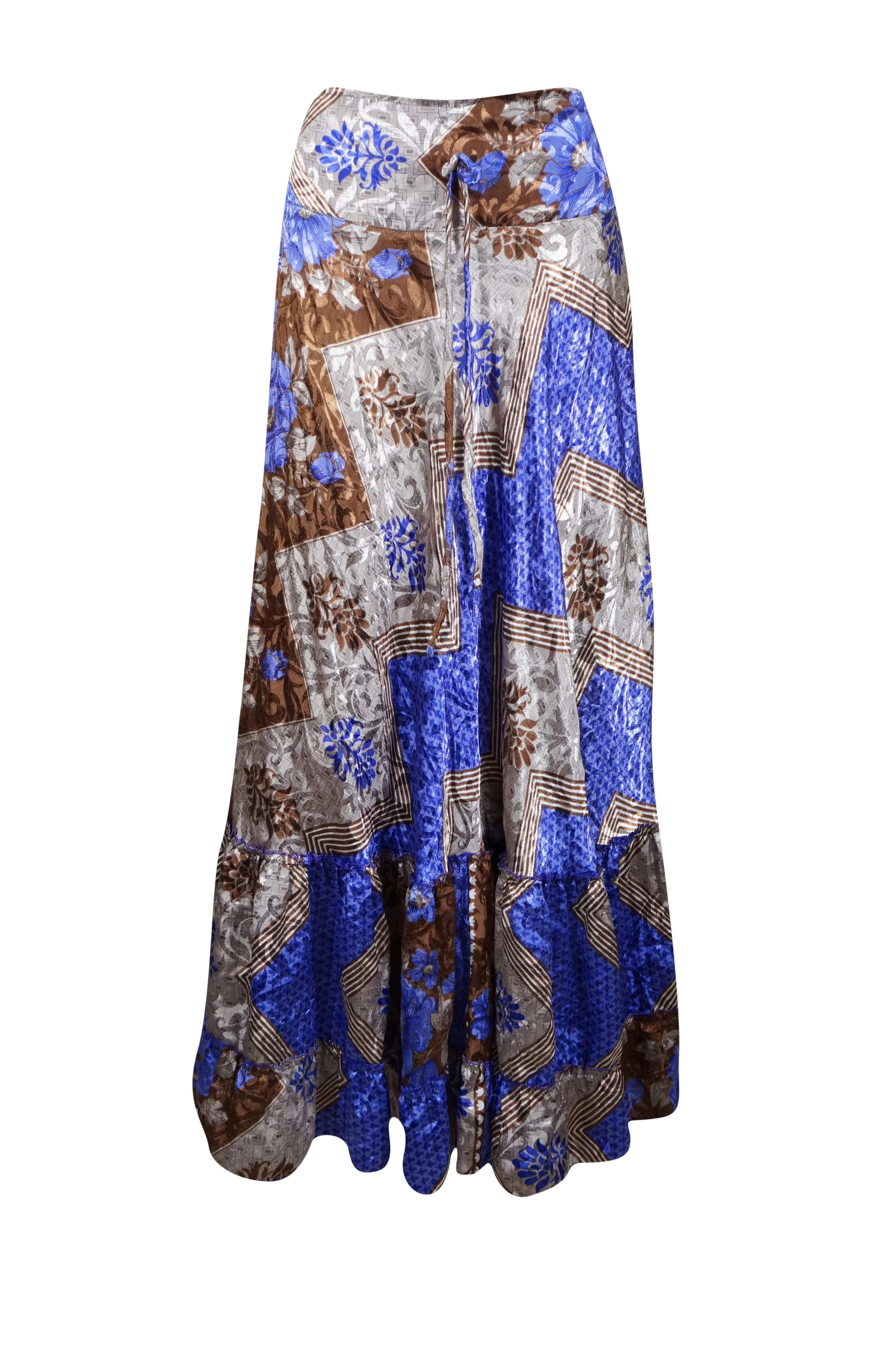 Flowy Skirts for Women Floral Beach Maxi Skirt Tiered Ruffle Boho Skirt ML