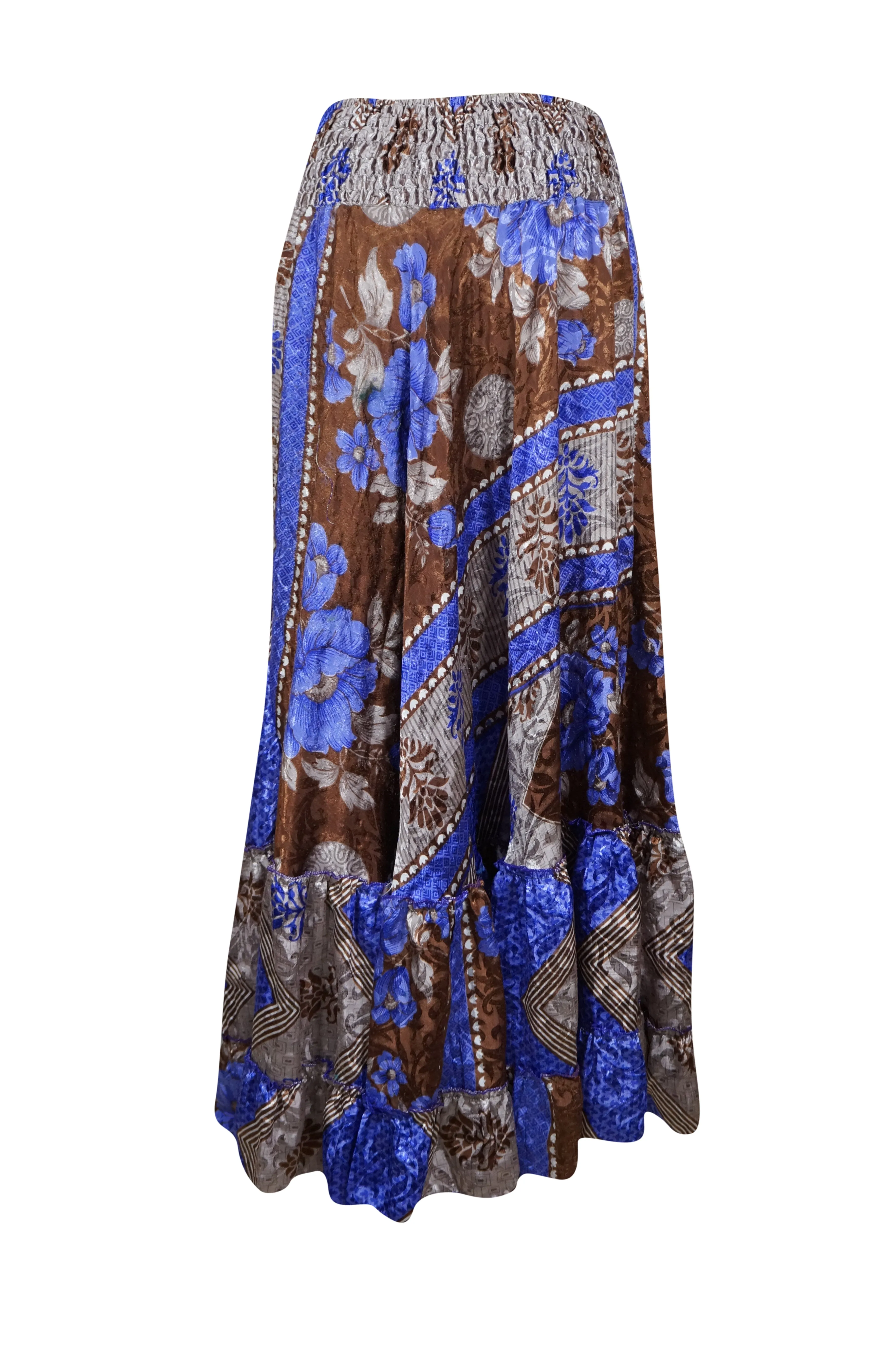 Flowy Skirts for Women Floral Beach Maxi Skirt Tiered Ruffle Boho Skirt ML