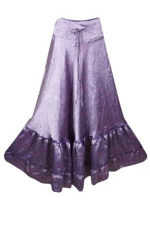 Flowy Skirts for Women Purple Beach Maxi Skirt Tiered Ruffle Boho Skirt ML
