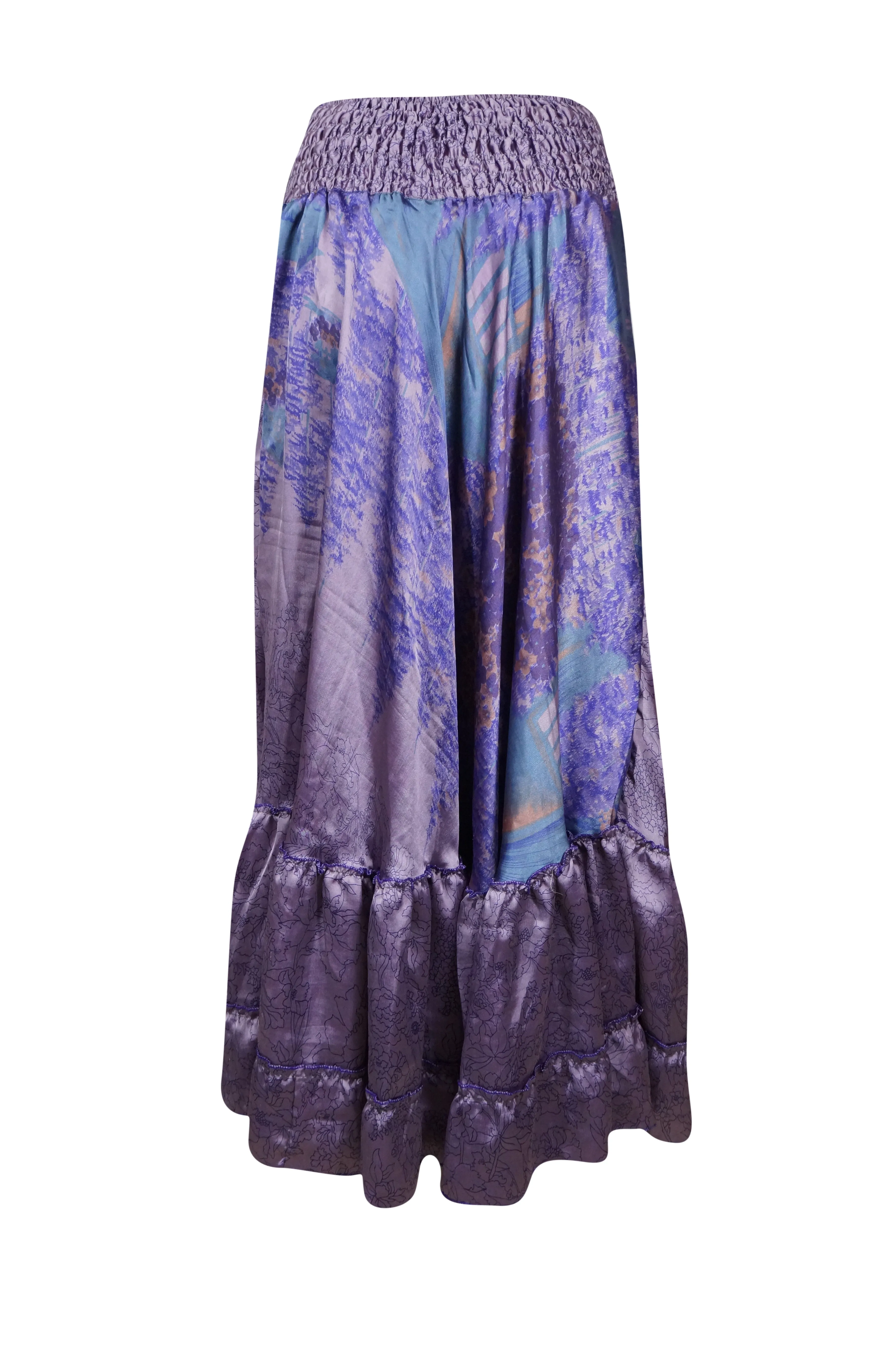 Flowy Skirts for Women Purple Beach Maxi Skirt Tiered Ruffle Boho Skirt ML
