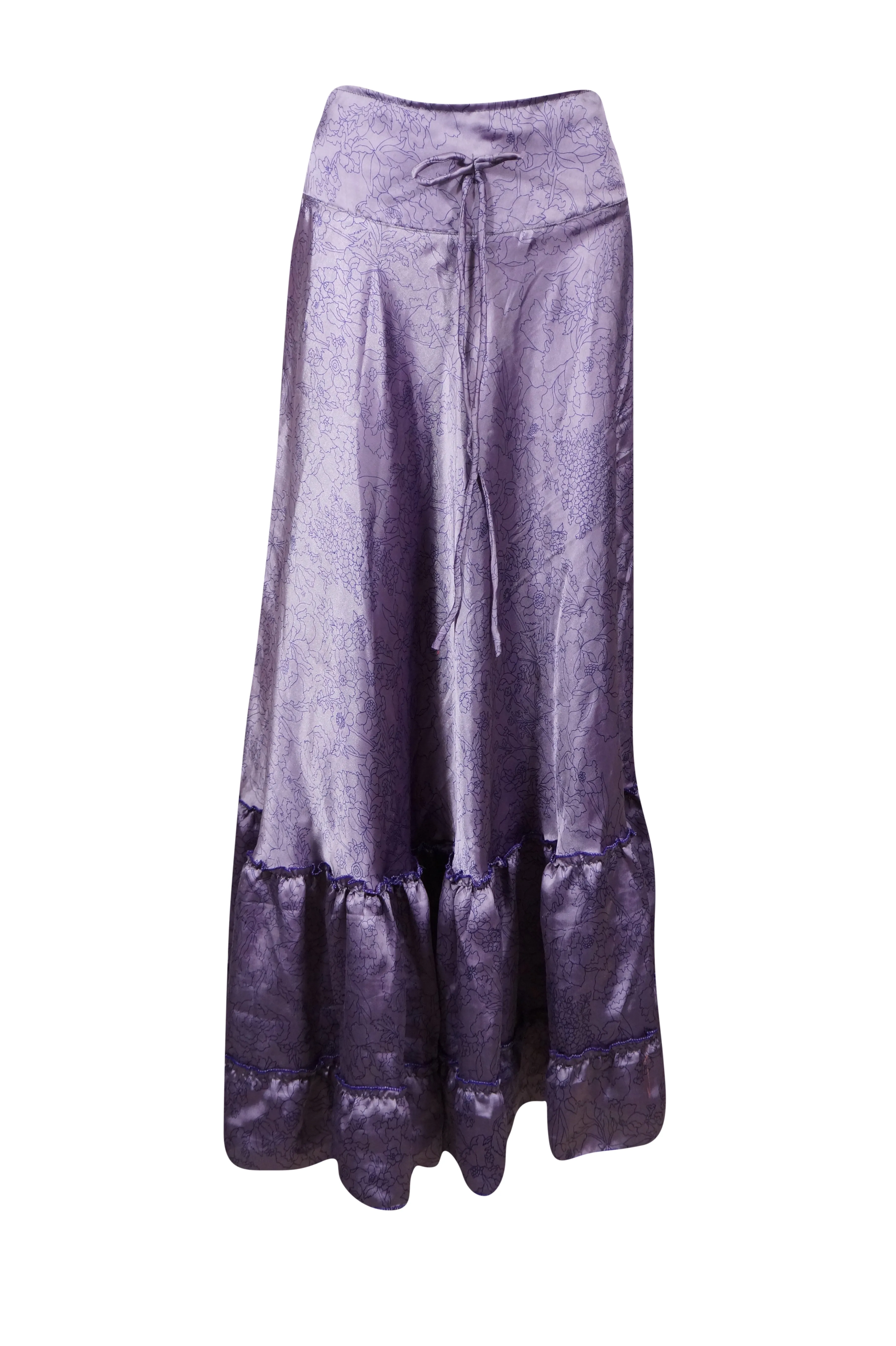 Flowy Skirts for Women Purple Beach Maxi Skirt Tiered Ruffle Boho Skirt ML