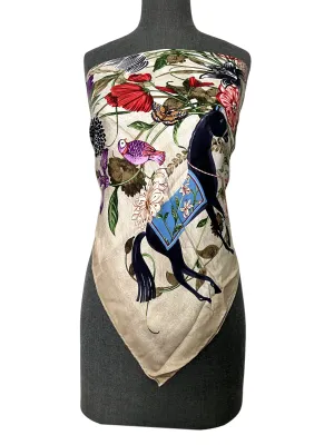 GUCCI Floral Print Silk Scarf