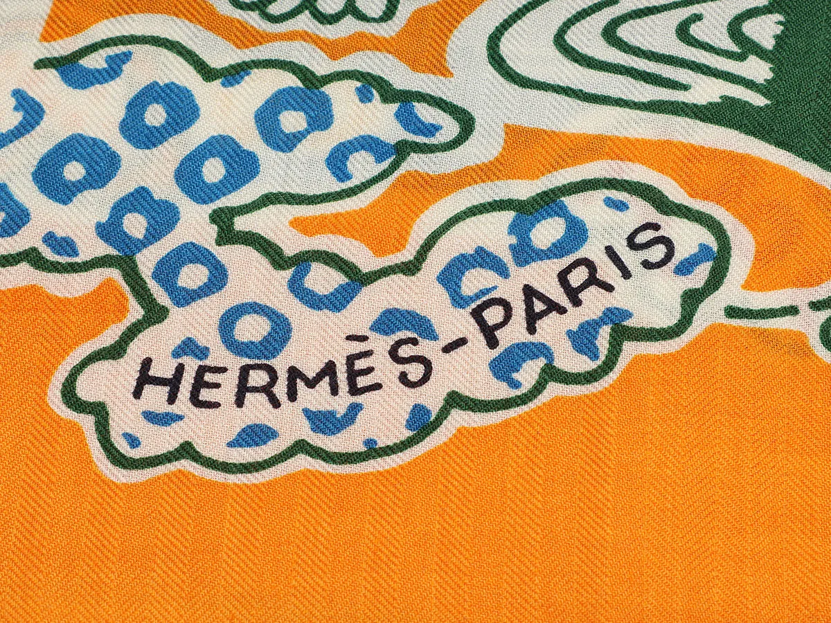Hermès Bingata Cashmere Silk Shawl 140cm