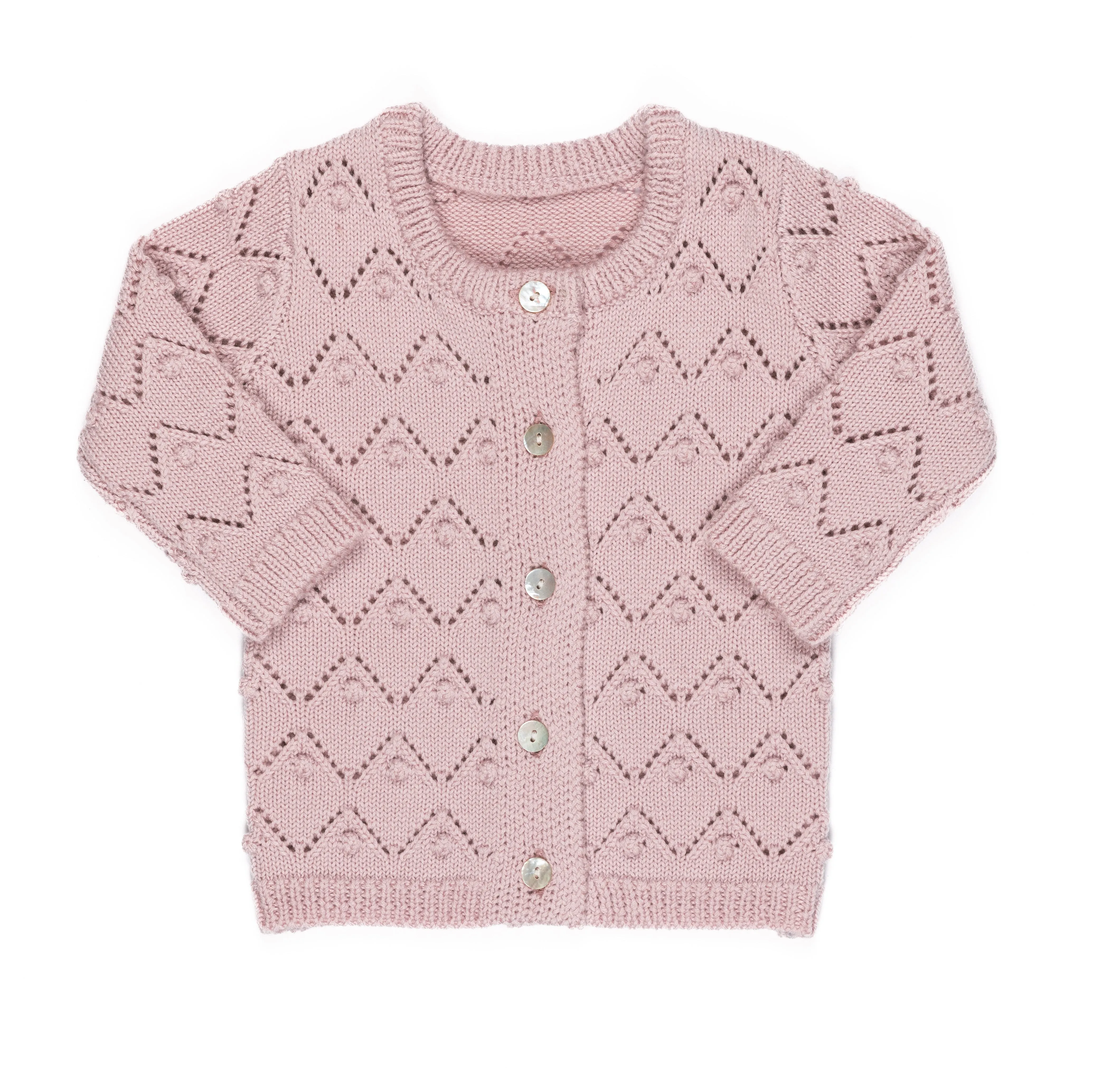 Kipp Baby Light Pink Chunky Pointelle Cardigan   Bonnet