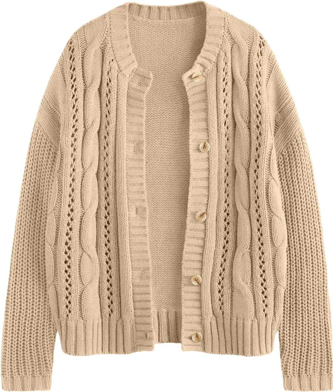 LILLUSORY Women's Cardigan Sweaters Cable Knit Crochet Cotton Fall Jackets Button Up Chunky Trendy Outfits