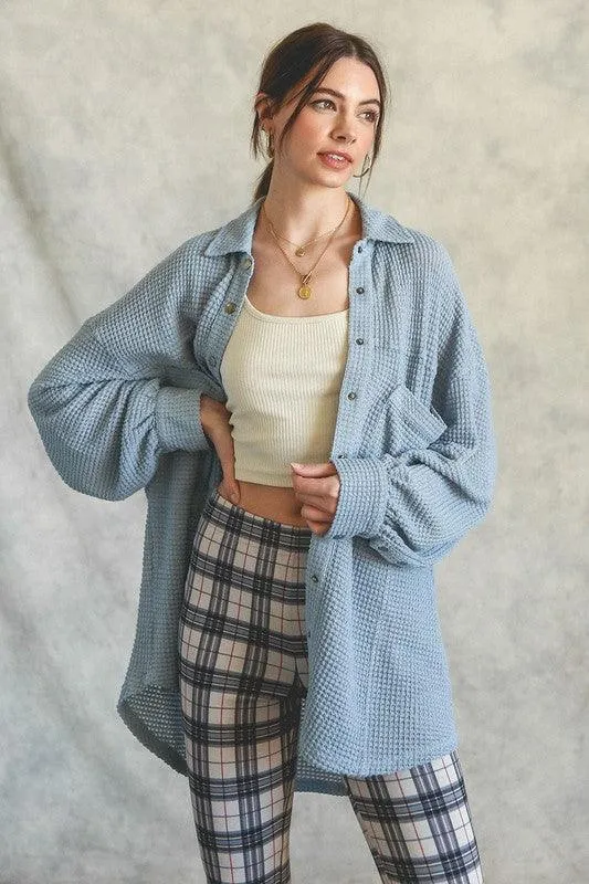 LISTICLE Soft Thermal Knit Shacket Top