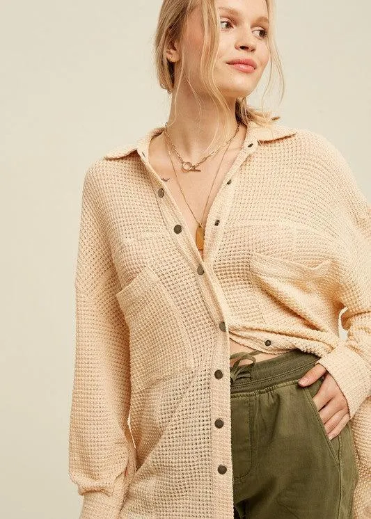 LISTICLE Soft Thermal Knit Shacket Top
