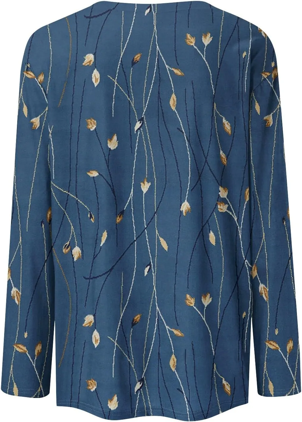 Long Sleeve Tops for Women Crewneck Cute Shirts Casual Trendy Floral Print T-Shirts 2024 Blouses