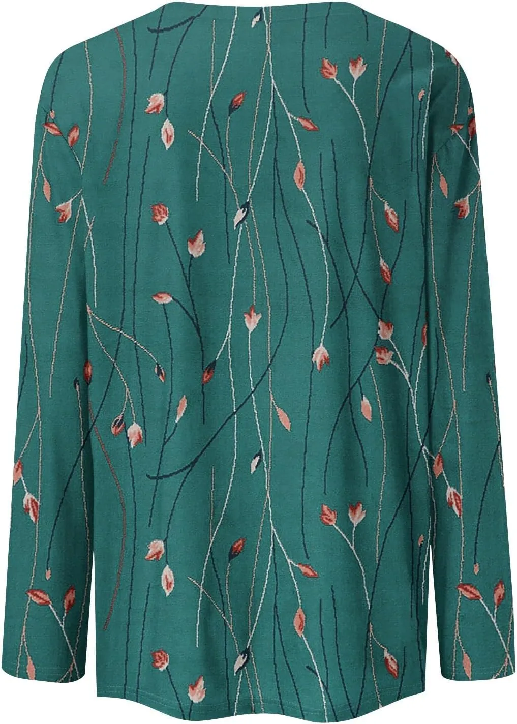Long Sleeve Tops for Women Crewneck Cute Shirts Casual Trendy Floral Print T-Shirts 2024 Blouses