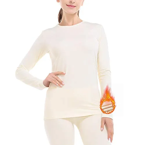 MANCYFIT Womens Thermal Tops Fleece Lined Shirt Long Sleeve Base Layer