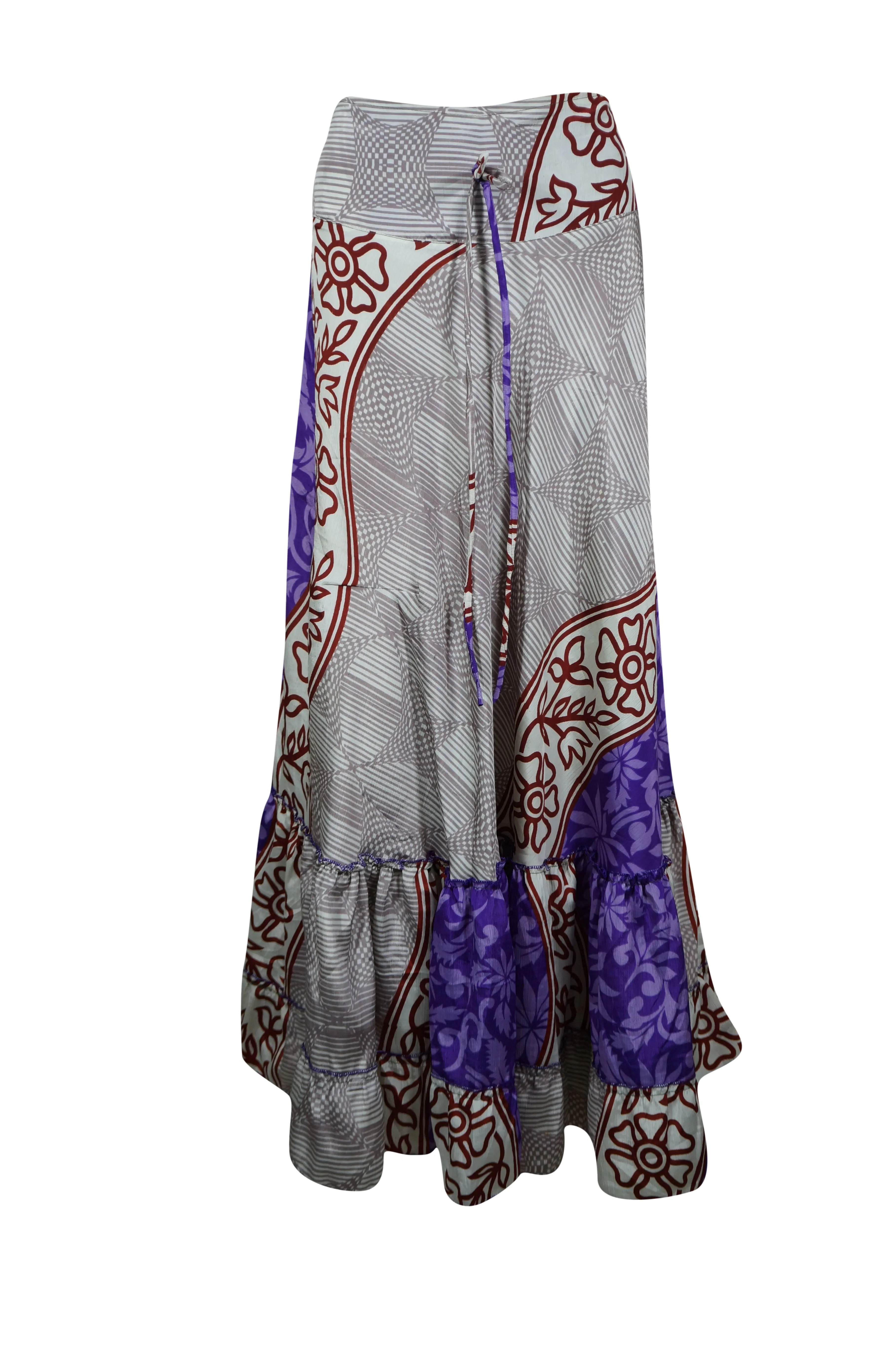 Maxi Skirts for Women Purple Stylish Skirt Tiered Ruffle Skirt ML