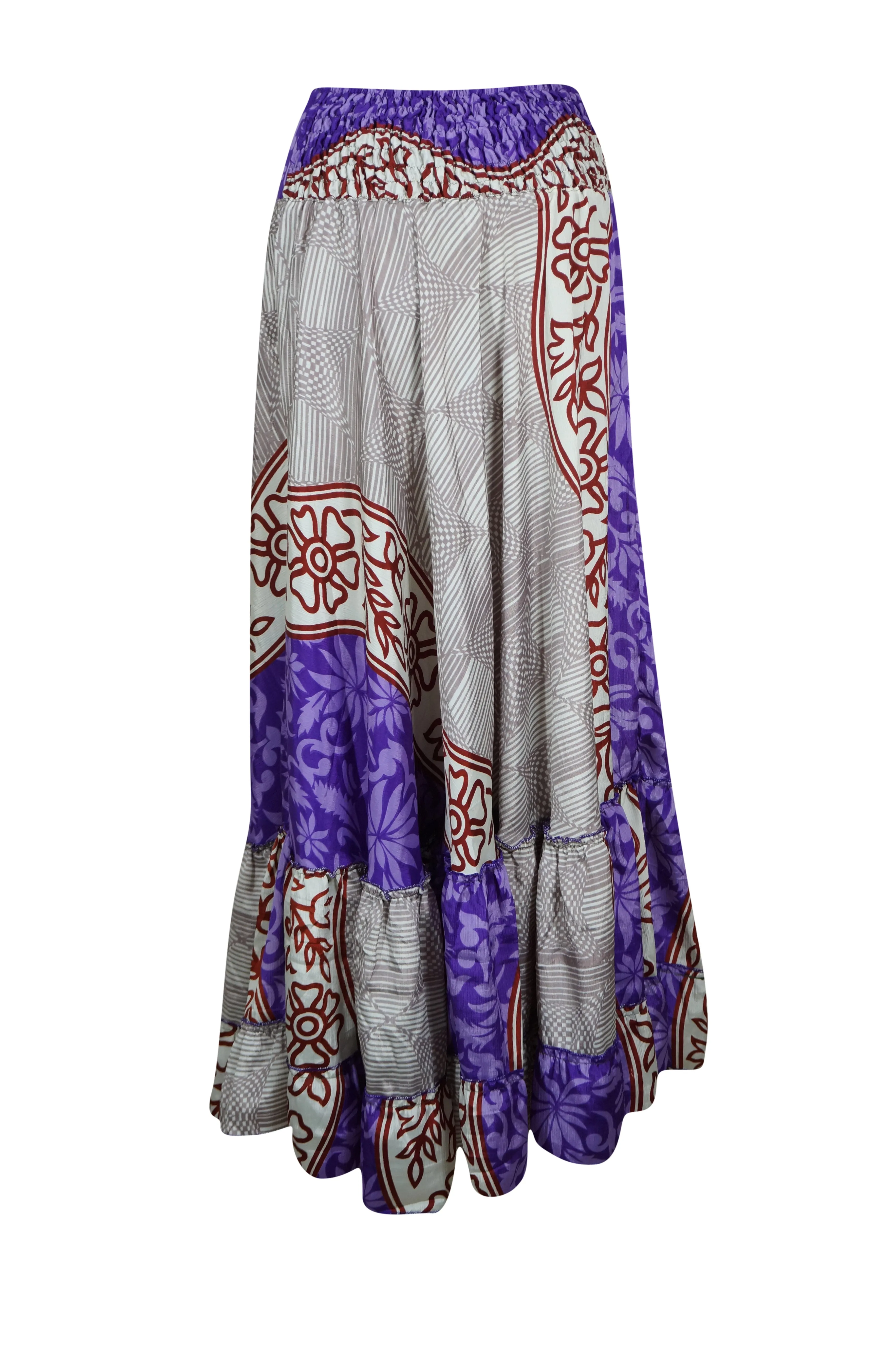 Maxi Skirts for Women Purple Stylish Skirt Tiered Ruffle Skirt ML