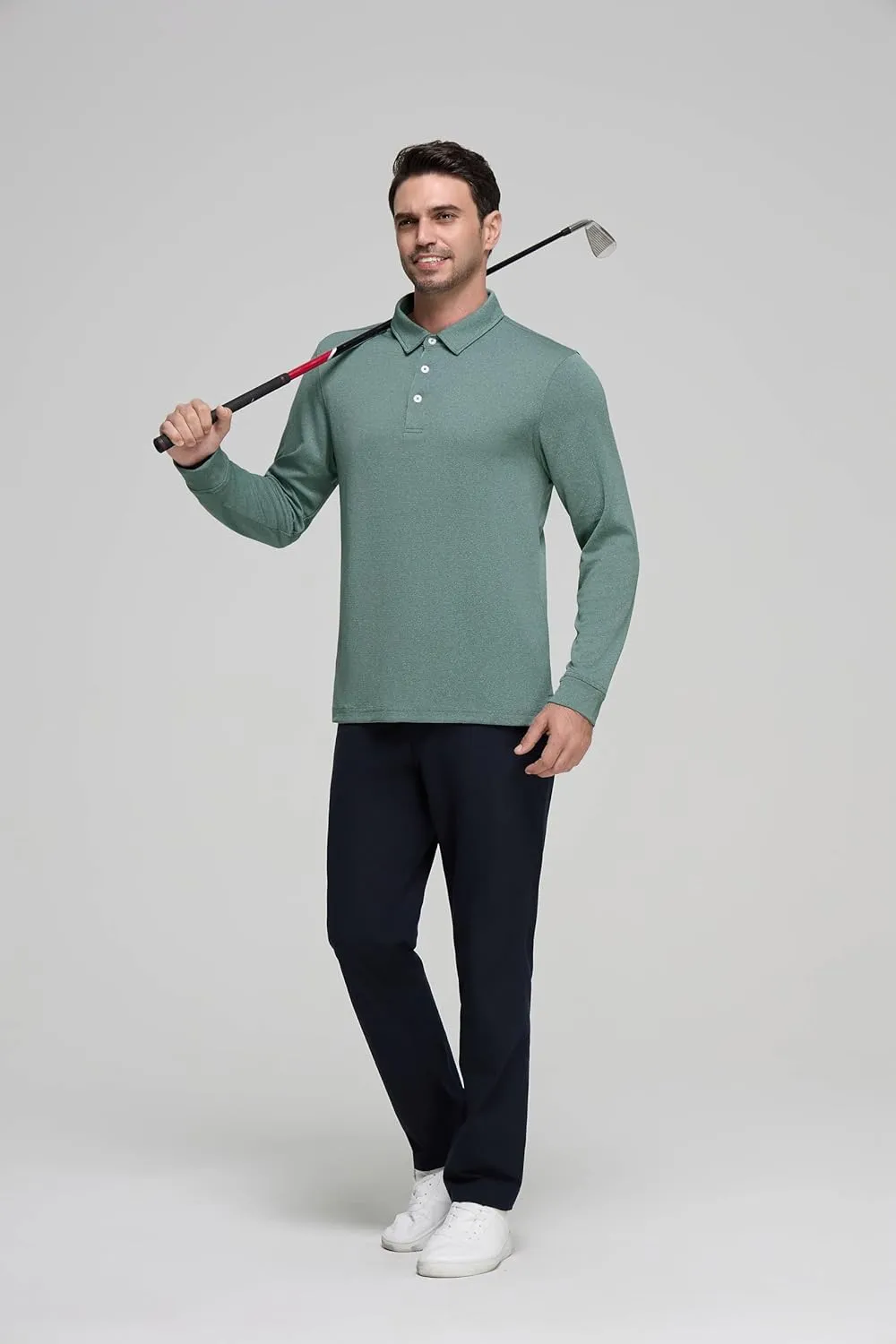 Mens Golf Shirts Long Sleeve Moisture Wicking Collared Work Business Casual Tennis Polo Shirts for Men