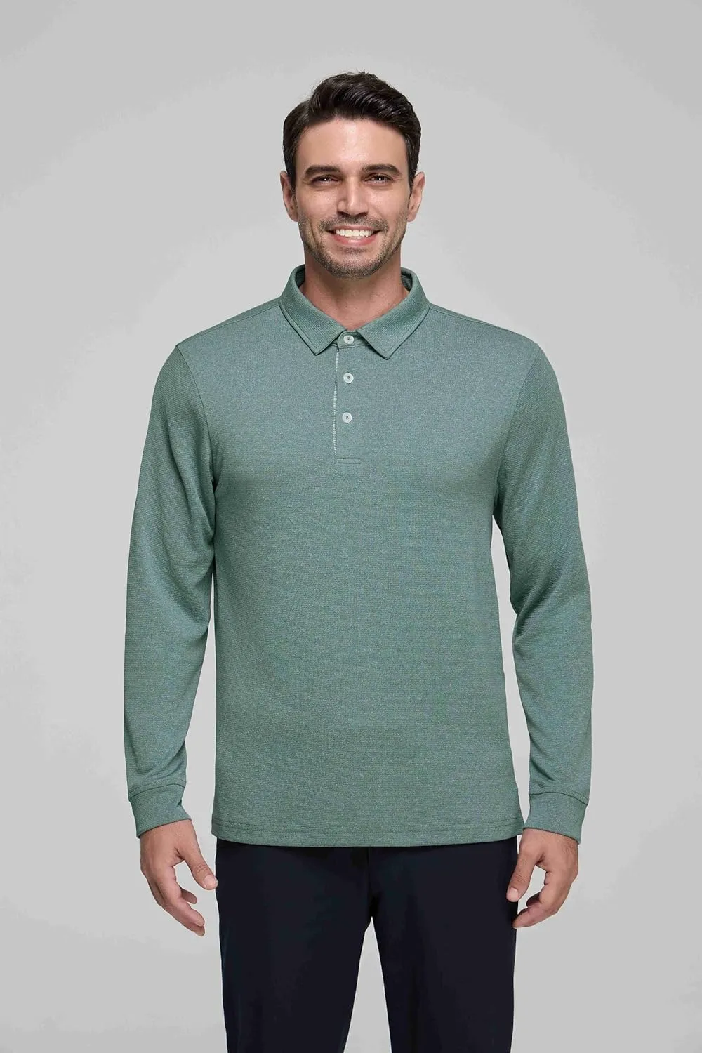 Mens Golf Shirts Long Sleeve Moisture Wicking Collared Work Business Casual Tennis Polo Shirts for Men