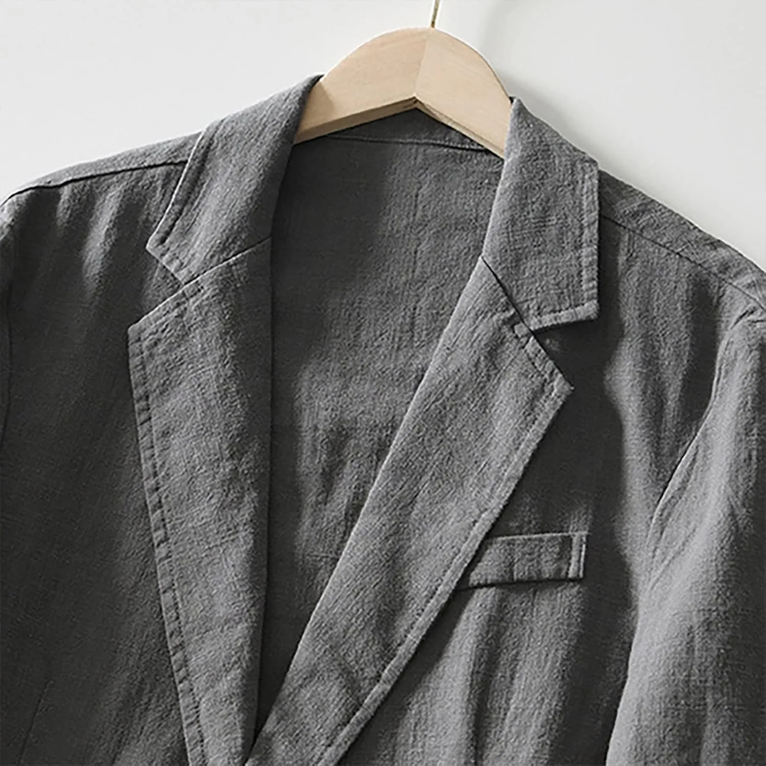 Mens Loose Fit Linen Cotton Casual Blazers Lightweight Button Down Sport Coats Lapel Collar Summer Suit Blazer Jacket